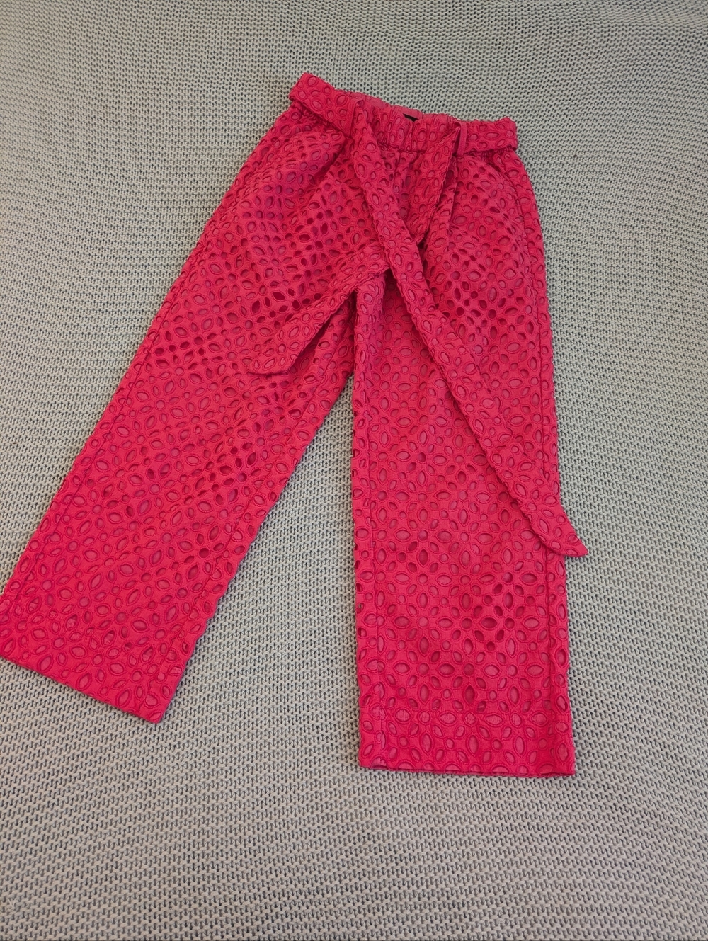 J.Crew Hot Pink Eyelet Wide Leg Pants Sz 0